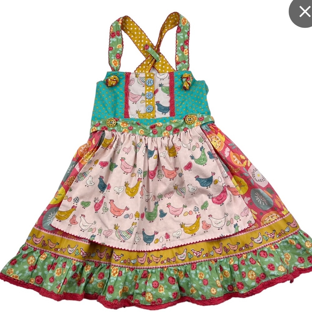 Matilda Jane - Size 4 - to the birds chicken apron dress with reversible apron